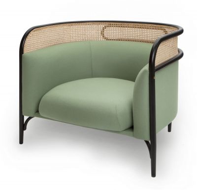 Targa Lounge Sessel von Wiener GTV Design in Grün mit Wiener Geflecht und schwarzem Rahmen.